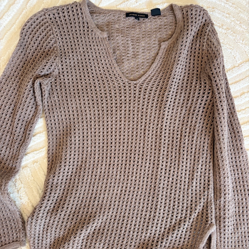 JEANNE PIERRE Taupe Knit Sweater